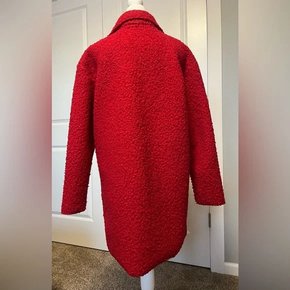 Charlie B Boucle Red Knit Jacket Coat Snap Front long sleeve stretch 60s Sz Med - Picture 5 of 16